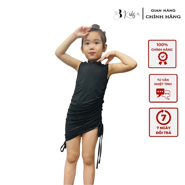 Váy Body Rút Sườn BB Kids Chất Thun Lạnh Màu đen Cho bé gái