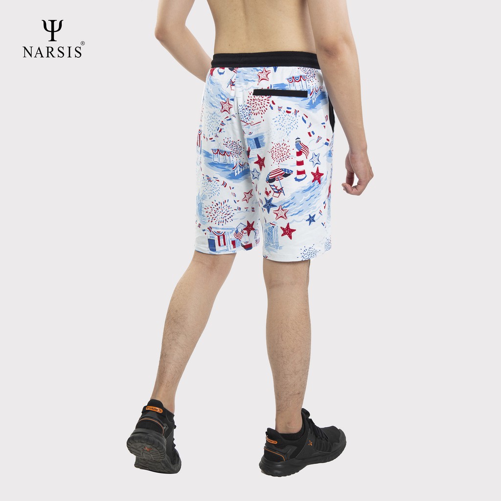 Quần Short nam Narsis S0008 trắng in họa tiết sao biển