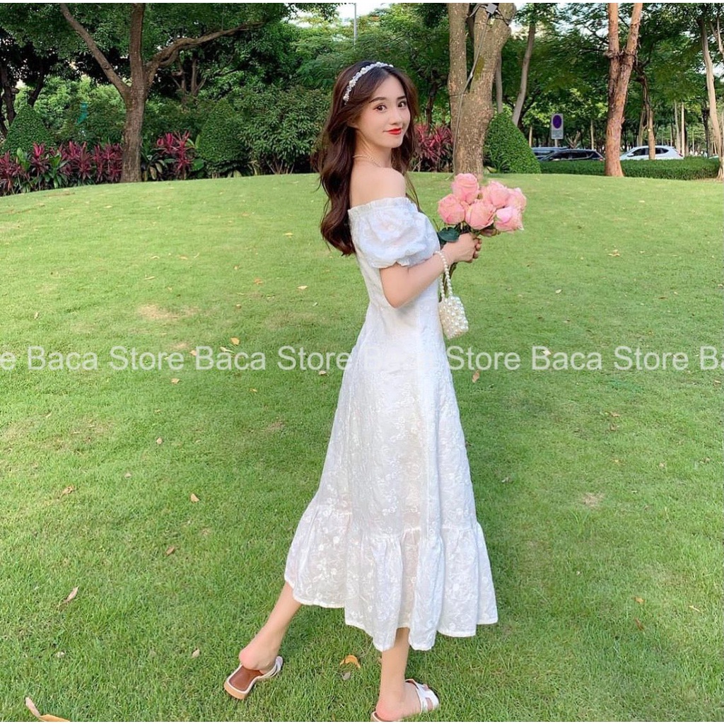 [Baca Store] Váy trễ vai dáng dài, váy xòe đuôi cá chất liệu vải cao cấp | BigBuy360 - bigbuy360.vn