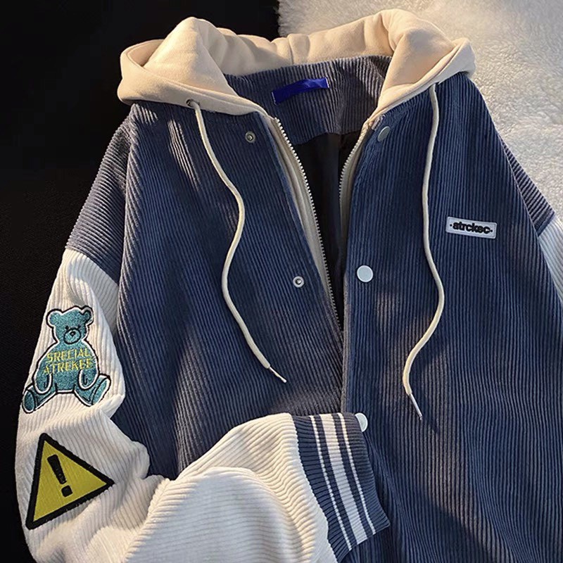 ÁO BOMBER NHUNG PHỐI MŨ NỈ THÊU GẤU ( AK09) | BigBuy360 - bigbuy360.vn