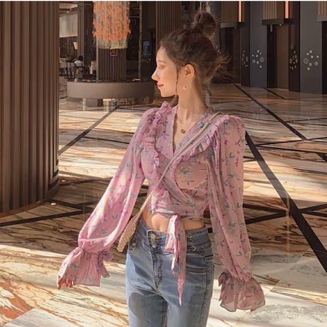 (Sẵn)✨Áo voan croptop nữ chất mềm phong cách cá tính bánh bèo- 3 ảnh thật cuối