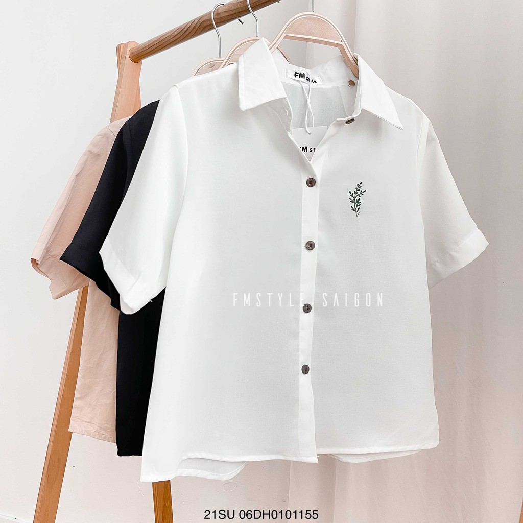 Áo sơ mi tay ngắn VM STYLE thêu cành cây ulzzang thời trang nữ 21SU06DH0101