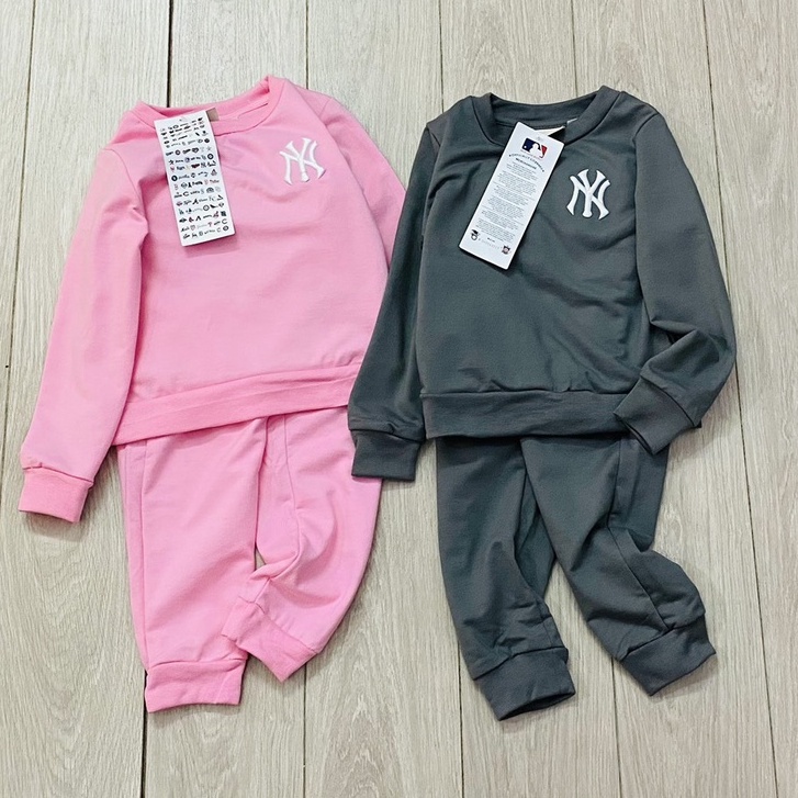 Bộ dài tay thu đông bé trai bé gái - Set bộ MLB gấu xù nổi cho bé trai bé gái size 90-150