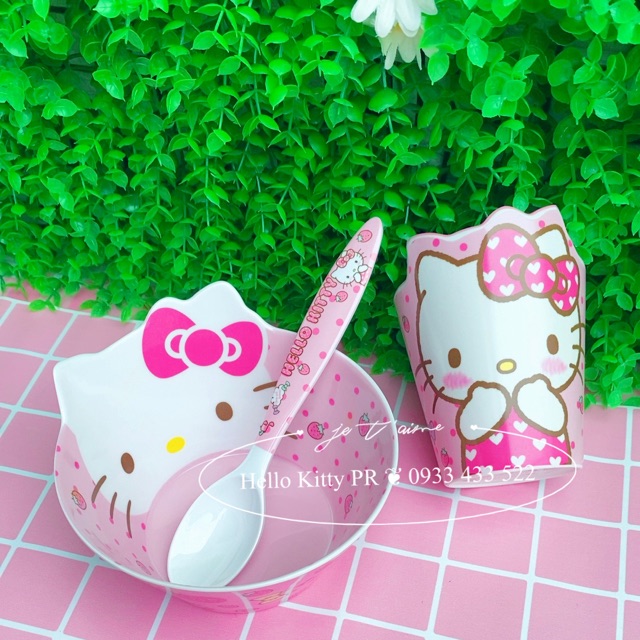 Set combo chén tô muỗng ly HELLO KITTY