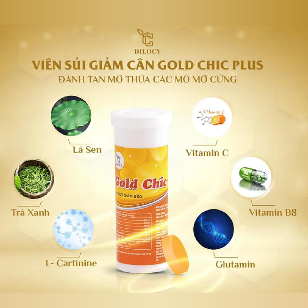 [THẢI MỠ - BỔ SUNG VITAMIN] Viên sủi giảm cân Dilocy Gold Chic Plus giảm thèm ăn, hỗ trợ giảm béo, tăng cường Vitamin C | BigBuy360 - bigbuy360.vn