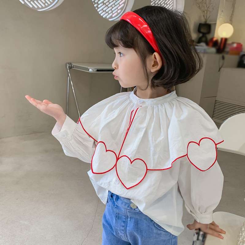 Áo sơ mi tay dài cổ bèo phong cách Hàn Quốc cho bé gái 1-6 tuổi