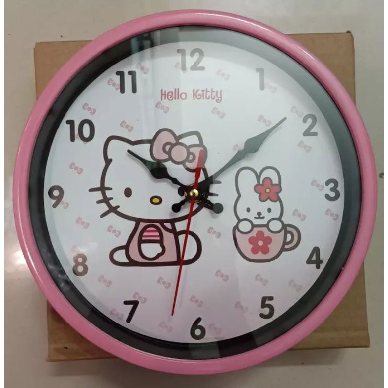 đồng hồ treo tường kim trôi hình hellokity và doremon kích thước 22cm