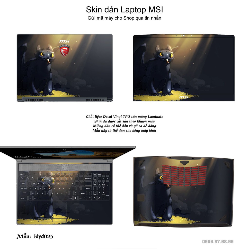 Skin dán Laptop MSI in hình bí kíp luyện rồng (inbox mã máy cho Shop)