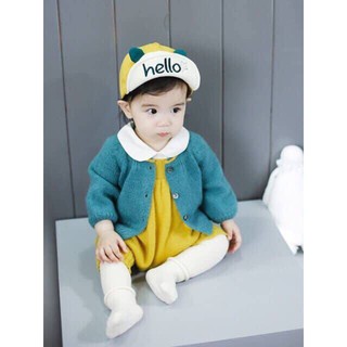 Mũ cho bé thêu chữ HELLO