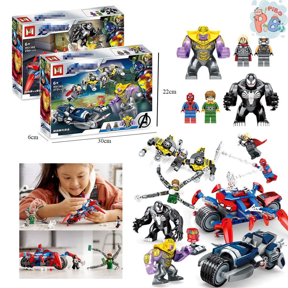 Lego Spiderman Avenger Marvel - Đồ Chơi Lego Lego Người Nhện Superheros - 3 Minifigurines - 439+ Chi Tiết - PiBo