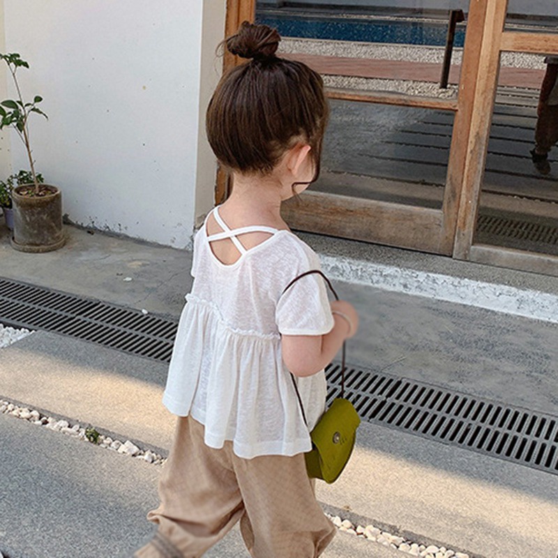 Áo Thun Ngắn Tay Hở Lưng Phong Cách Hàn Quốc Cho Nữ