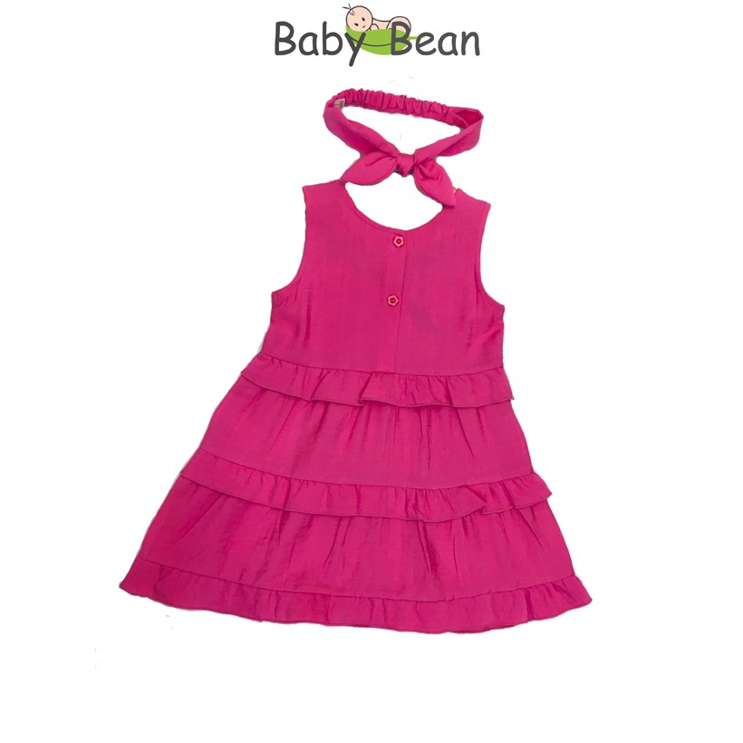 Đầm Đũi 3 Tầng Nhúng Bèo Cổ thêu Hoa bé gái BabyBean (kèm Băng Đô)