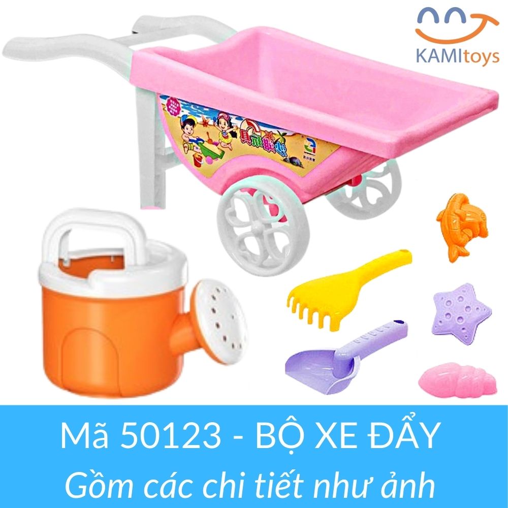 Đồ chơi cát nặn động lực vi sinh cho bé gồm: Xe đẩy+Thùng tưới+Khuôn nặn chơi trong nhà hoặc đi biển Kami50123