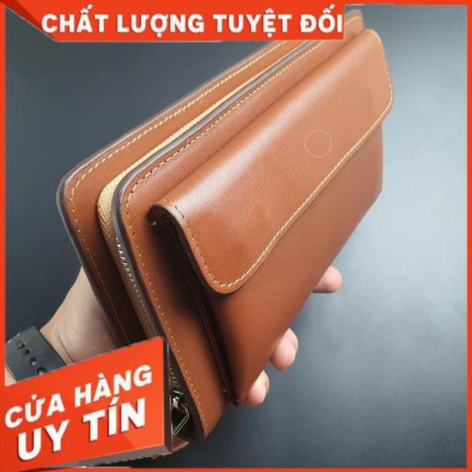 Ví da nam Clutch da Nappa 1 ngăn nắp gập, handmade được chế tác thủ công, độ bền cao, thích hợp làm quà tặng