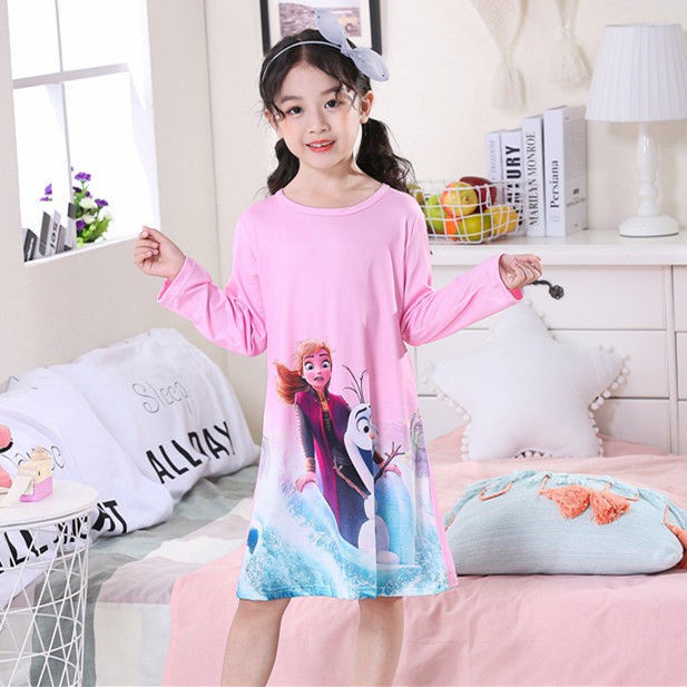 SUGE Đồ ngủ Tay Dài Phong Cách Công Chúa Elsa Xinh Xắn Cho Bé Gái