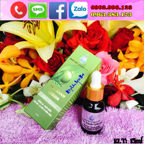 Serum làm trắng da, Ngừa nhăn, Lão hóa, Se khít lỗ chân lông tinh chất chất trà xanh Nhật Việt Cosmetics (15ml)