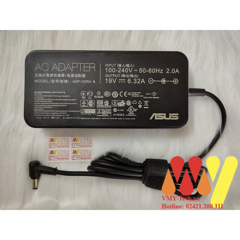 HÀNG CAO CẤP - Sạc laptop Asus 19V-6.32A Chân thường 5.5x2.5mm NEW 100% Kèm dây nguồn