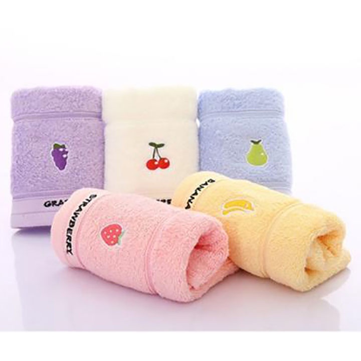 Khăn tắm cao cấp bộ 5 cái chất liệu cotton mềm mại thấm hút nước tốt hoạ tiết hình trái cây - GD0292