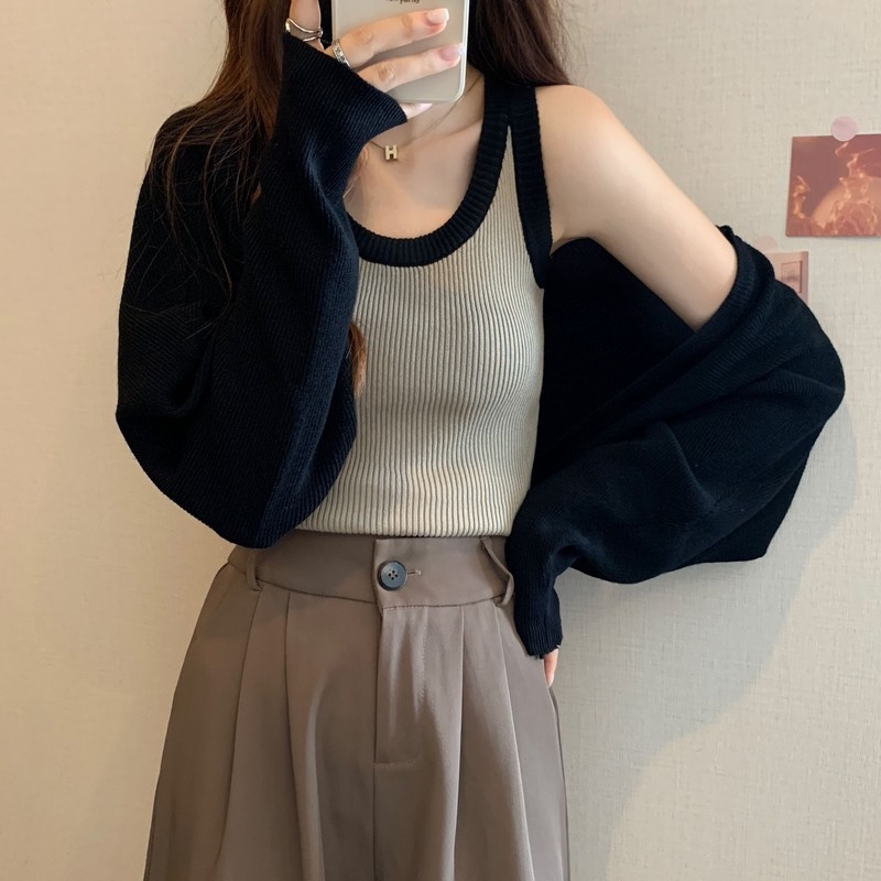 Set 2 áo ZHELIHANGFEI dệt kim lưng cao phong cách quyến rũ