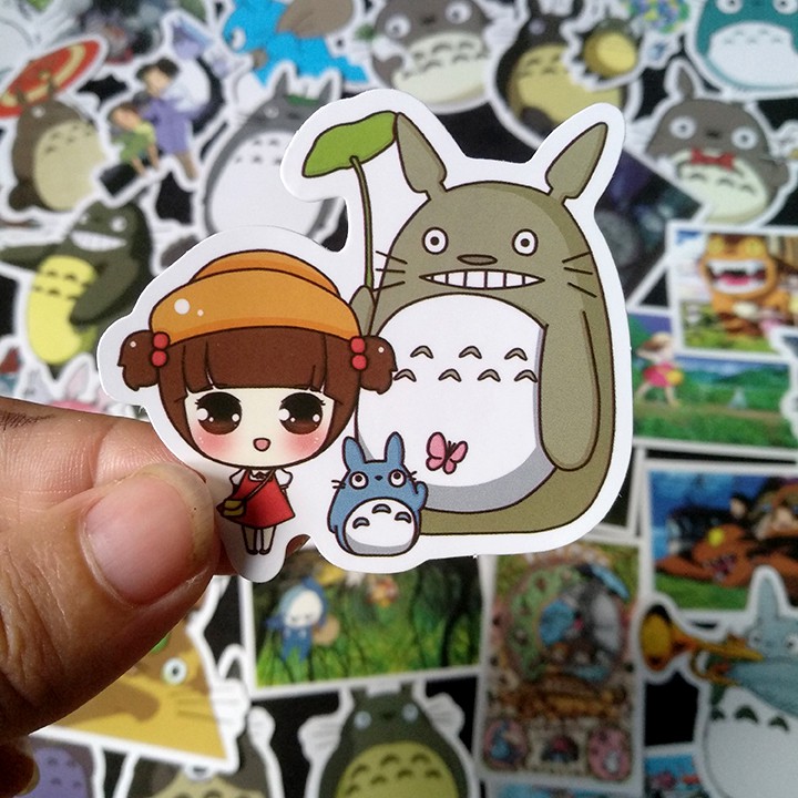 Miếng dán Sticker anime Totoro trọn bộ 50 hình - In rõ ràng sắc nét khó tróc