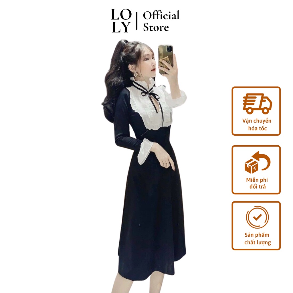 Váy Tiểu Thư Cổ Bèo, Chất Liệu Cao Cấp Phù Hợp Đi Làm Đi Chơi - LOLY Store CD048