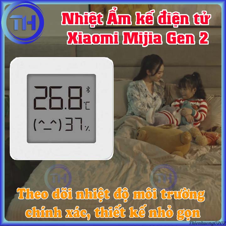 Nhiệt kế ẩm Xiaomi Mijia Gen 2 thiết kế màn hình điện tử nhỏ gọn, đo chính xác độ ẩm và nhiệt độ phòng