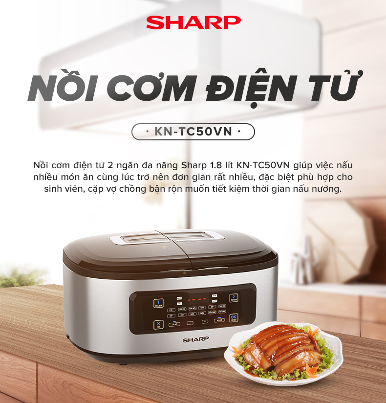 Nồi Cơm 2 Ngăn Đa Năng TC50VN-SL 1.8 lít chính hãng Sharp