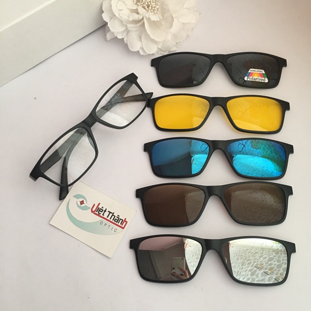 Kinh 6 in 1 râm cận vuông nhỏ kính 5 in 1