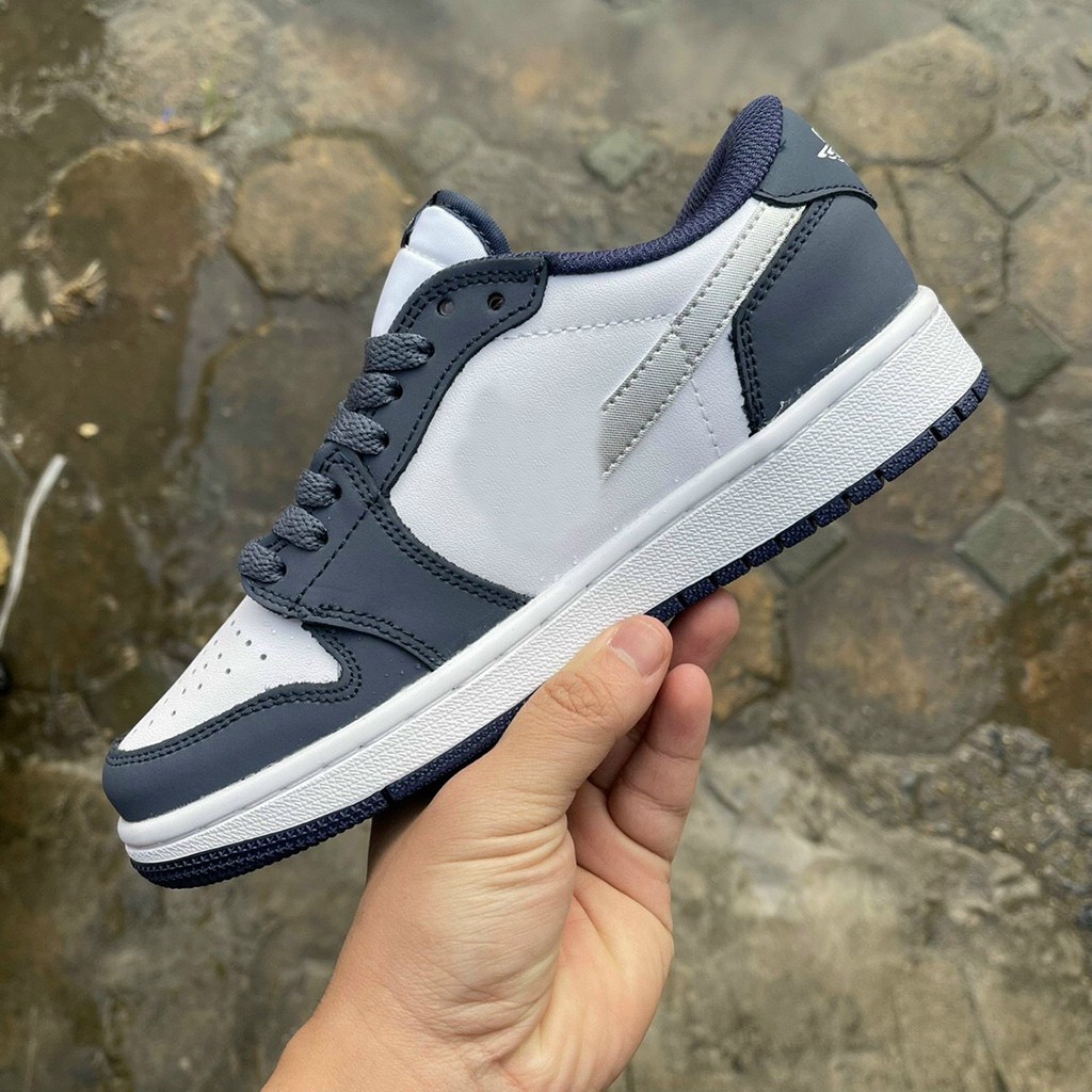 Giày sneakers Low Navy White vảy Bạc cao cấp mã 222