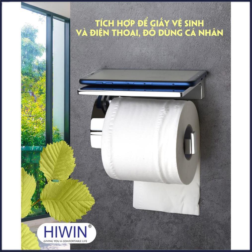 Lô giấy, hộp đựng giấy vệ sinh kèm giá để điện thoại chất liệu đồng mạ crom cao cấp HIWIN Y-11301