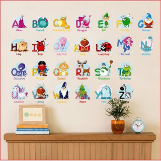 Decal bảng chữ cái Tiếng anh hình động vật