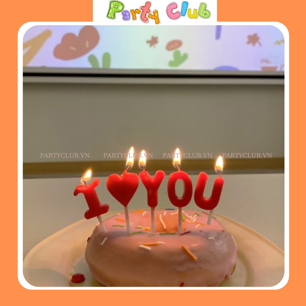 Nến trang trí bánh kem sinh nhật chữ I LOVE YOU