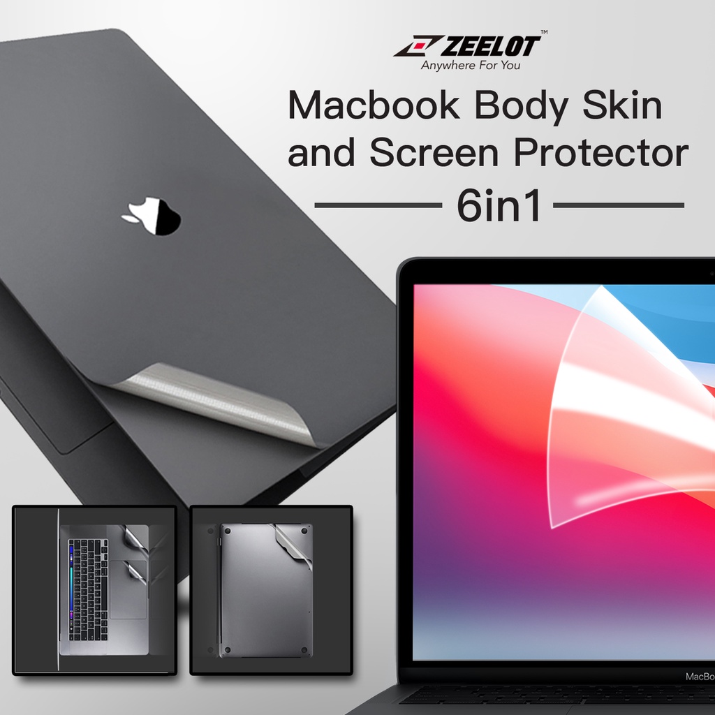 Bộ Dán Body Skin và Dán Màn Hình 6 in 1 cho Macbook Pro 16&quot;/ Pro 13&quot; 2020/ Pro M1/ Air 13&quot; 2018- 2020 Zeelot