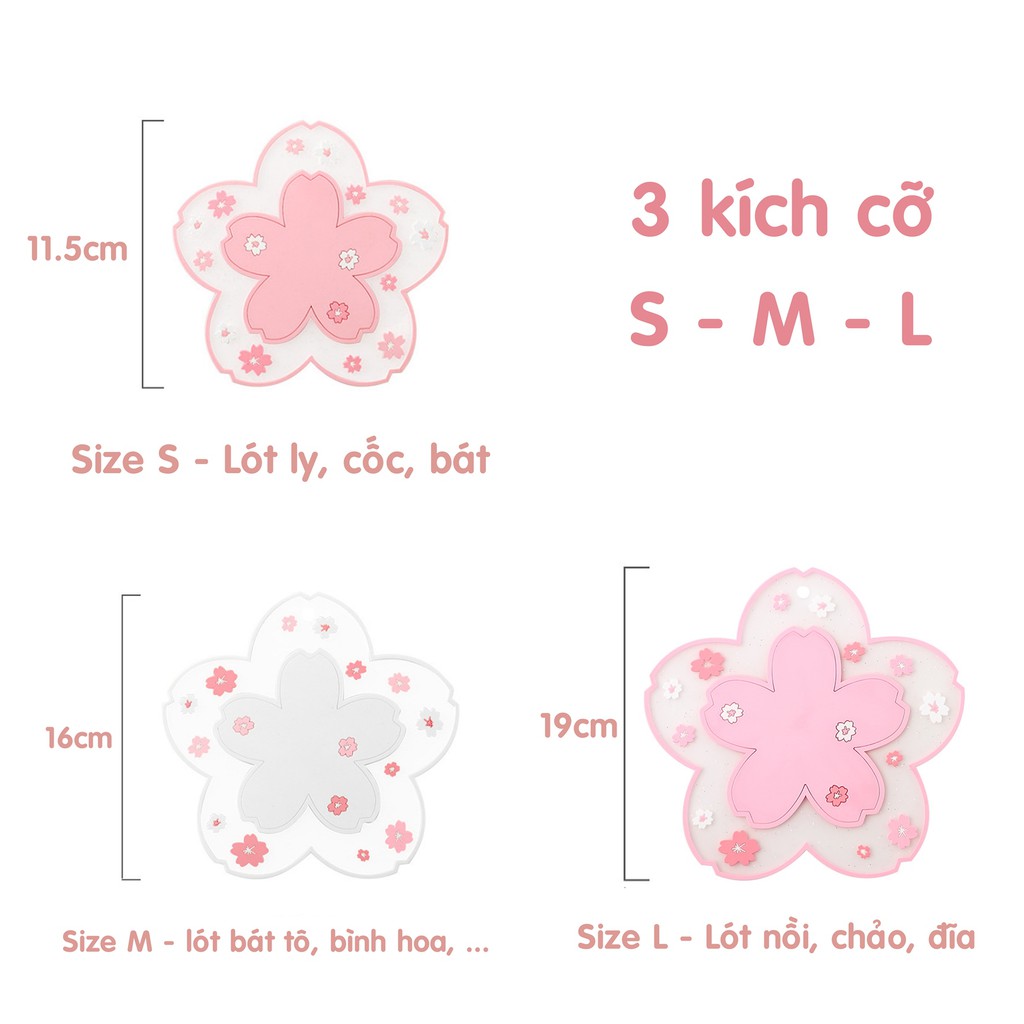 Miếng lót nồi, lót cốc chén bát đĩa chống trượt cao cấp, cách nhiệt tốt, nhiều màu sắc kích cỡ, hình hoa xinh xắn