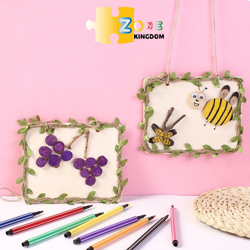Đồ chơi cho bé, tranh gỗ thủ công ZONE, handmade, set trang trí sáng tạo từ vật liệu gỗ củng cố kĩ năng của trẻ