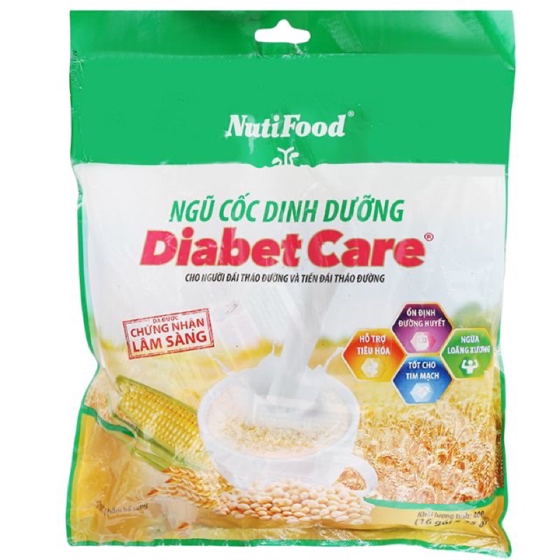 Thùng 14 bịch Ngũ cốc dinh dưỡng NutiFood nguyên cám Diabet Care bịch 400g