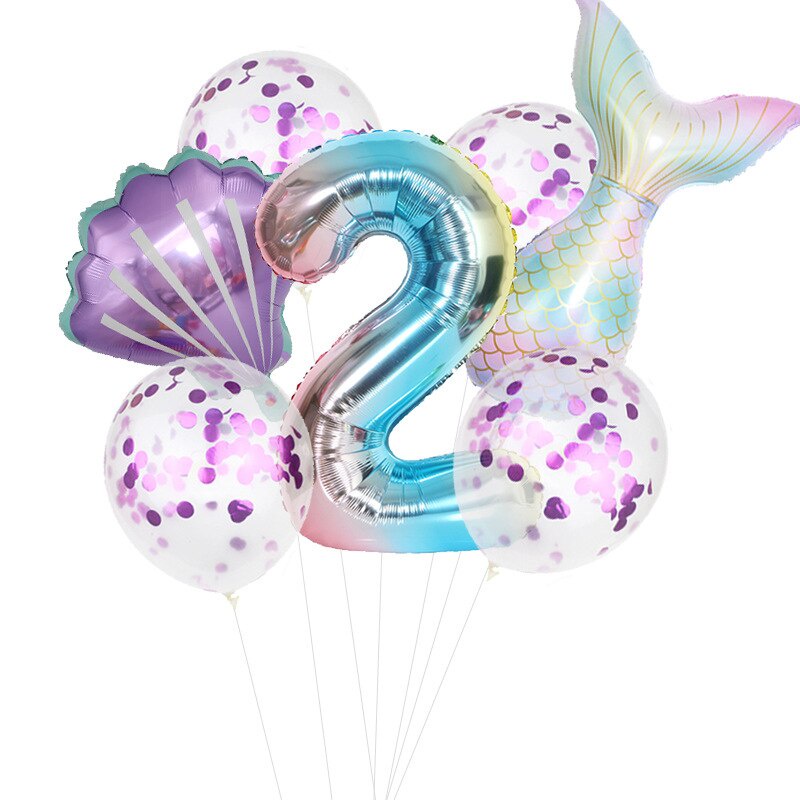 Bộ 7 Bong Bóng Hình Nàng Tiên Cá Xinh Xắn