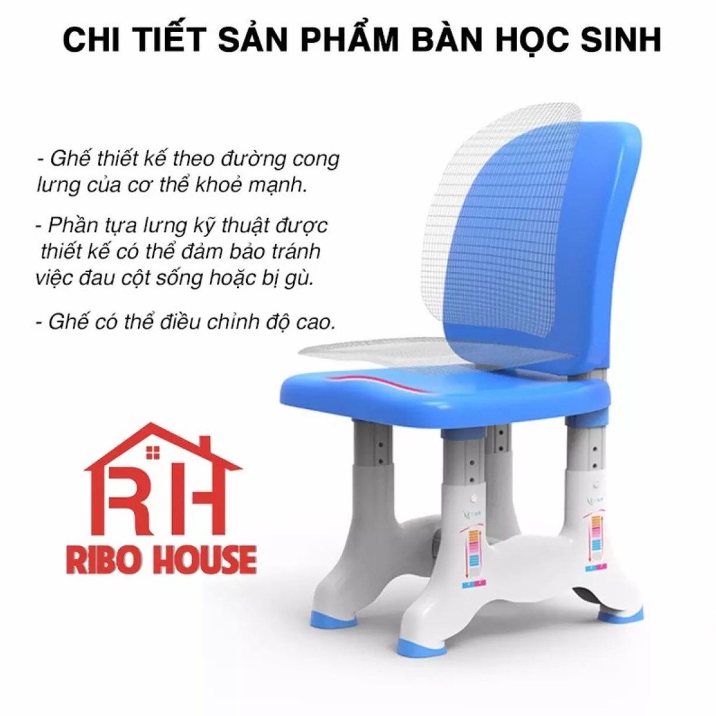 Bộ bàn học sinh chống gù chống cận thay đổi chiều cao, Bàn ghế học cho trẻ em có đèn cảm ứng chống cận thị mỏi mắt