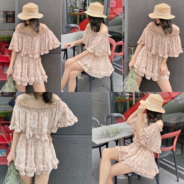 Đầm Xinh Trễ Vai Roll Dress hoạ tiết hoa nhí chất voan xếp bèo bo chun ở eo có kèm lớp lót trong - váy công chúa | BigBuy360 - bigbuy360.vn