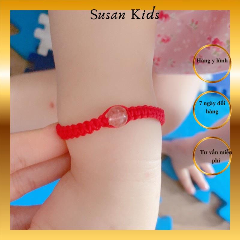 Vòng tay may mắn chỉ đỏ cho bé từ sơ sinh đến 15 tuổi, vòng may mắn kèm hạt đá hồng phong thuỷ