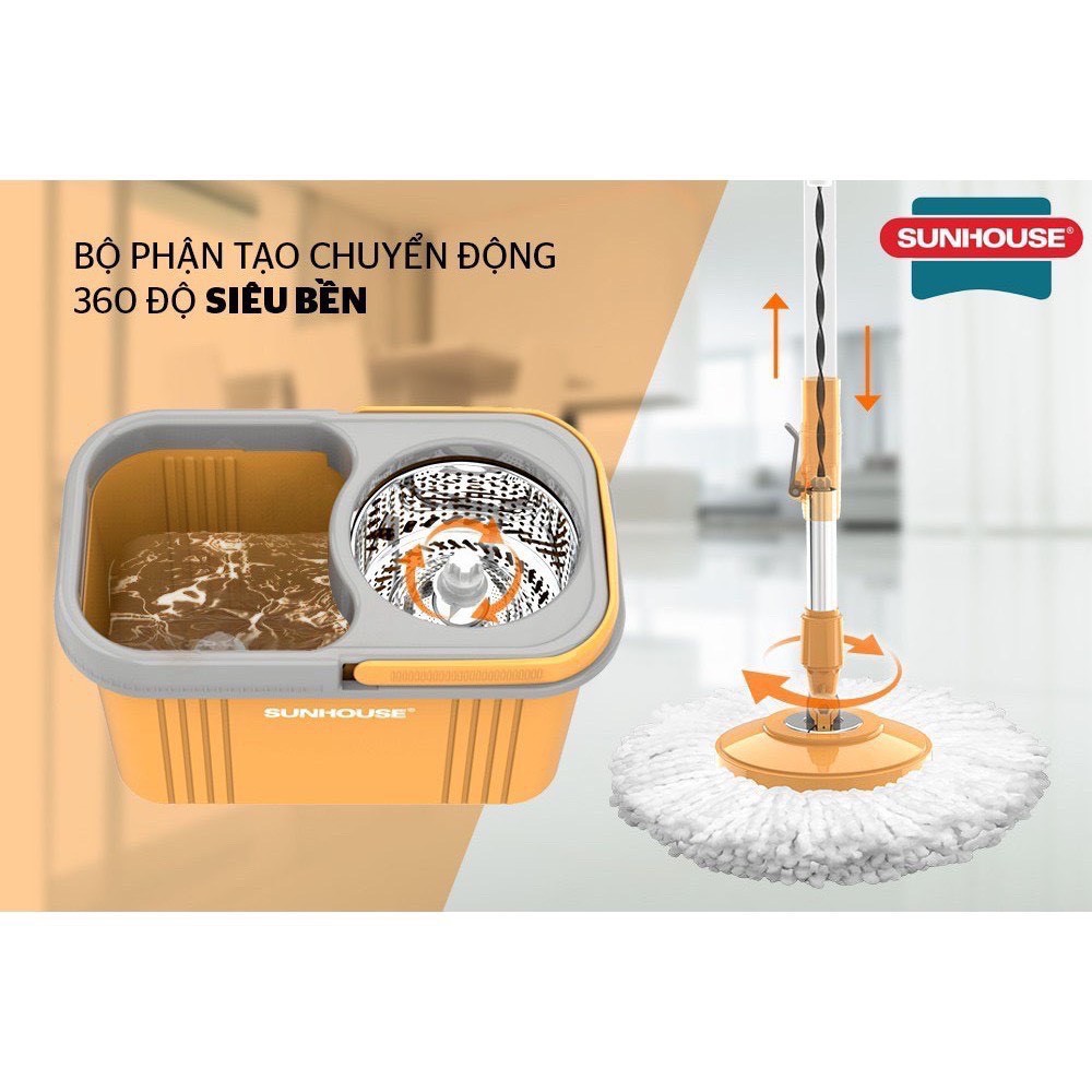 bộ lau nhà sunhouse xoay 360 độ KS-CL350PB siêu thấm hút, sạch bóng và bền lâu