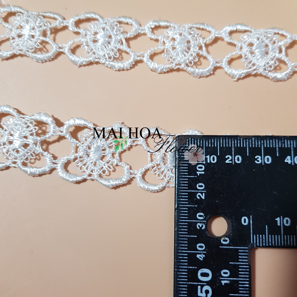 RC9 Cuộn 12 mét dây ren viền dùng may đồ ren chỉ trắng rộng 2cm Maihoaflower
