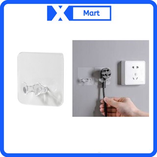 Móc dán tường giữ dây điện loại trong - Móc dán tường siêu dính treo vật dụng trong suốt