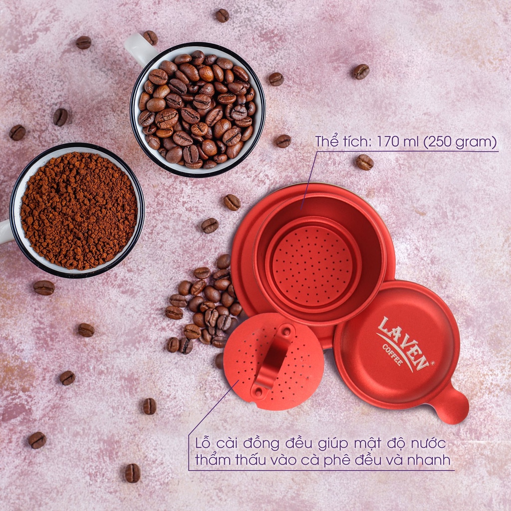 SET Phin cà phê, phin màu anode nhôm cao cấp, chất lượng - LAVEN COFFEE