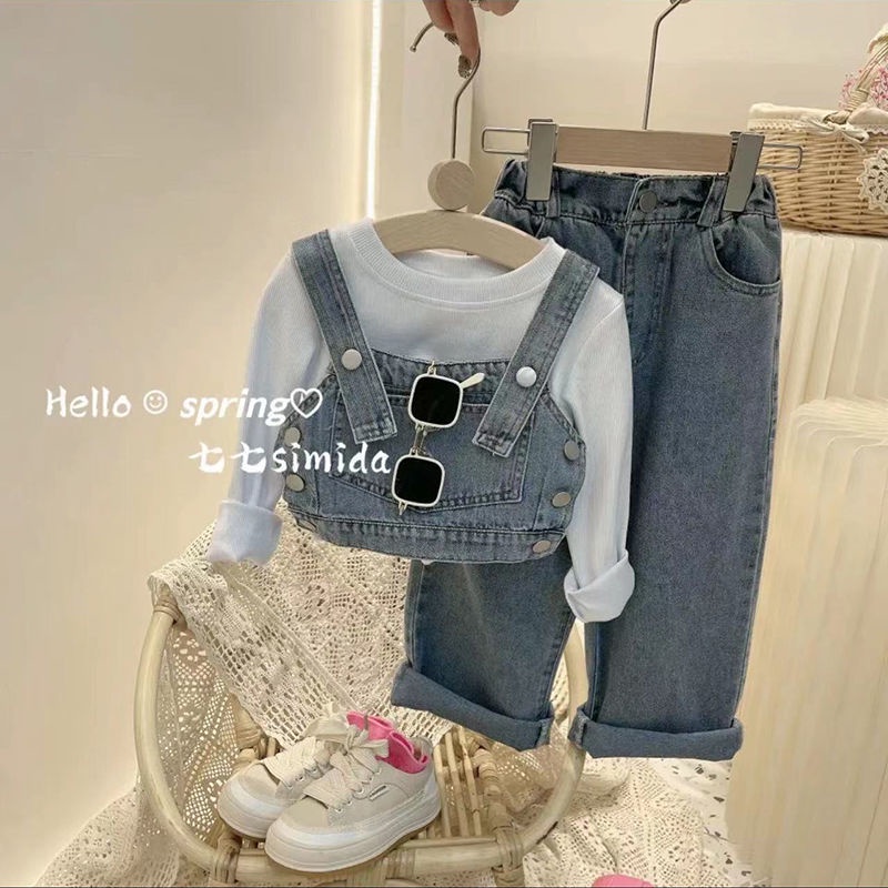 ✨Đốm✨ Set Đồ Denim Ba Món Phong Cách Công Chúa Mùa Xuân 2022 Dễ Thương Cho Bé Gái