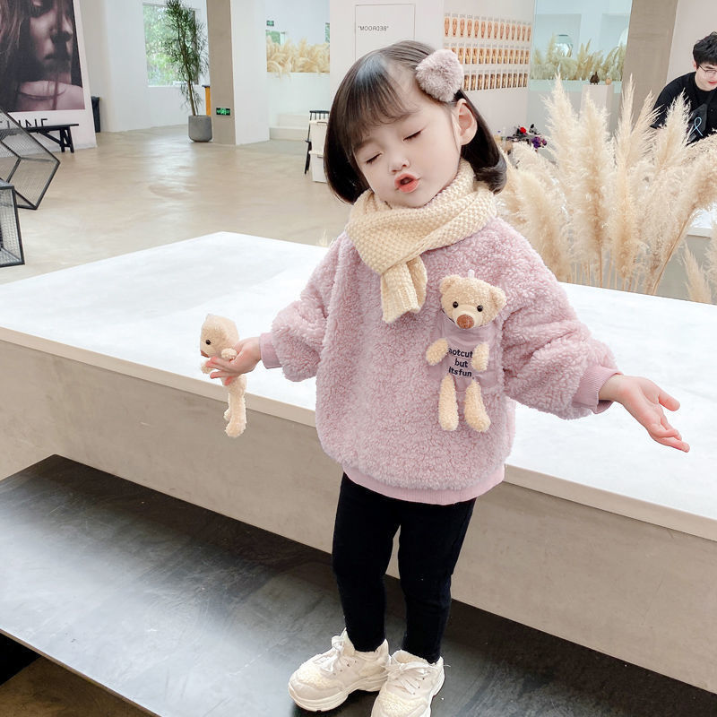 Áo Sweater Tay Dài Hình Gấu Con Đáng Yêu Cho Bé Gái