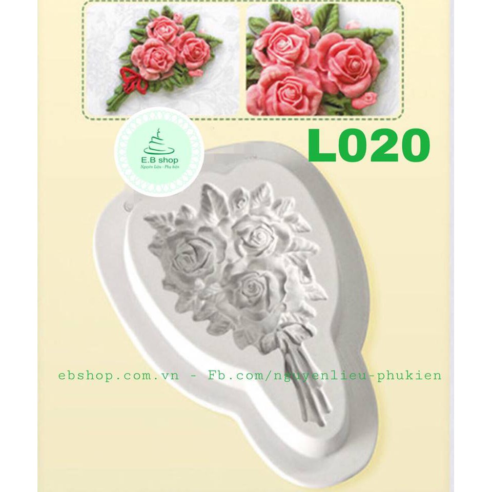 L020 - KHUÔN SILICON BÓ HỒNG Khuôn fondant bánh Trung Thu hiện đại