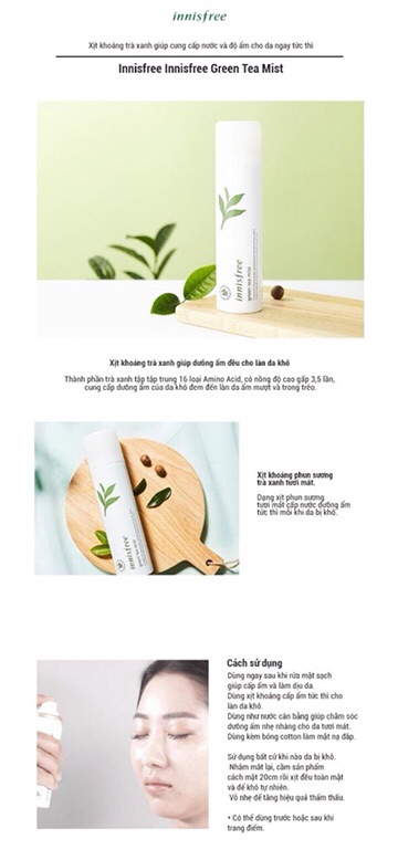 Xịt khoáng trà xanh Innisfree Green Tea Mineral Mist 150ml