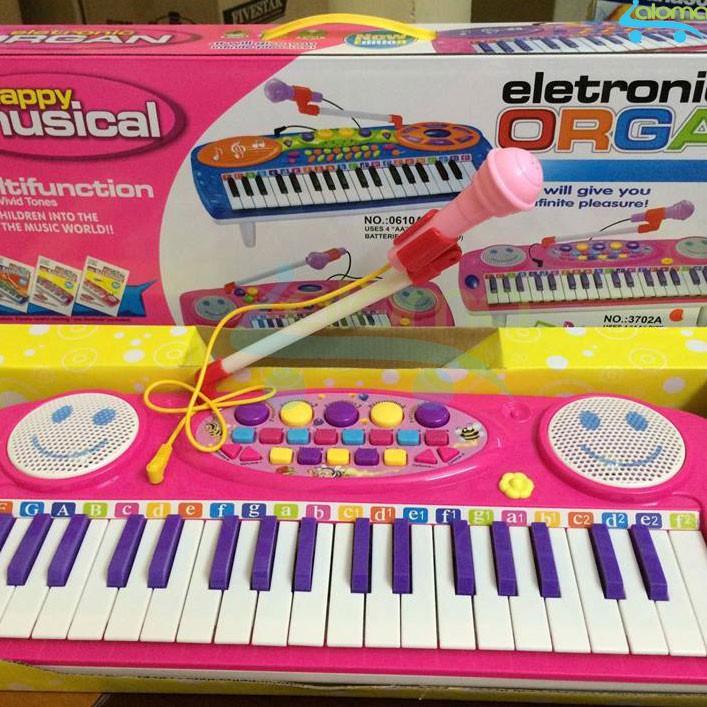 Đồ chơi đàn Organ mini kèm micro cho bé tập đàn tập hát Electronic Organ No.3702A