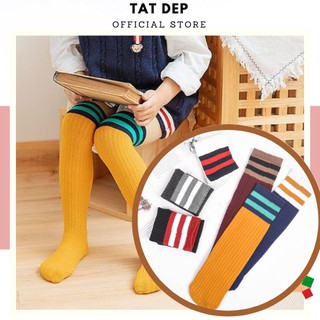 Set tất cho bé gái và nữ 6 đôi tất cổ cao kẻ sọc không gót sành điệu Hàn Quốc